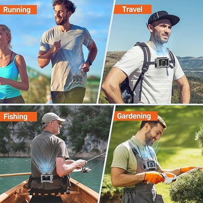 KITWLEMEN 14500mAh Portable Waist Fan - Personal Clip on Belt Fan, Dual Air Outlet, 5 Speed 35H Cooling, Rechargeable Battery Operated, Wearable with Lanyard & Light for Camping, Travel, Jobsite