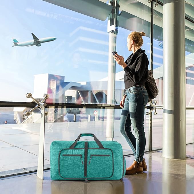 Vomgomfom 65L/85L/115L Foldable Travel Duffle Bag, Lightweight Checked Luggage with Shoe Compartment, Water-Resistant Weekender Overnight Bag for Men & Women