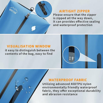 ONTYZZ TPU Vacuum Bag for Travel Reusable Compression Bag with IPX8 Waterproof Zipper Durable Space Saver Bag，Large Two Pack Blue with Air pump