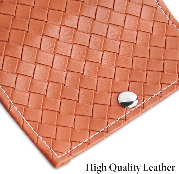 Pill Organizer,LIZIMANDU Weekly Travel Pill Case Box Medication Reminder Daily AM PM, Day Night 7 Compartments,for 4 Times A Day, 7 Days a Week-Includes Leather PU Carrying Case (1-Weave Brown)