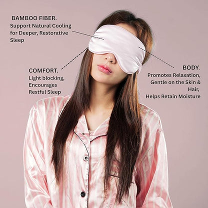 Luxury Bamboo Sleep Mask – Ultra-Soft Cooling Eye Mask for 100% Light Blocking, Adjustable Comfort Strap, Perfect for Travel & Better Sleep (Onyx)