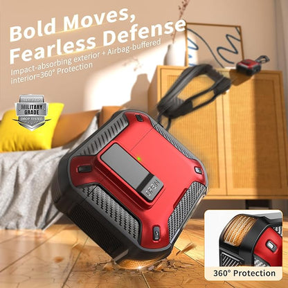 RFUNGUANGO Compatible AirPods 4th Generation Protective Case with Phone Holder and Compatible Back Magnetic Suction Function, Suitable for AirPods 4th Case-Red