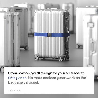 TRAVELY Luggage Straps - Particularly conspicuous & Secure - Incl. 4 Name Tags - Luggage Strap Ideal crosswise - [Set of 4]