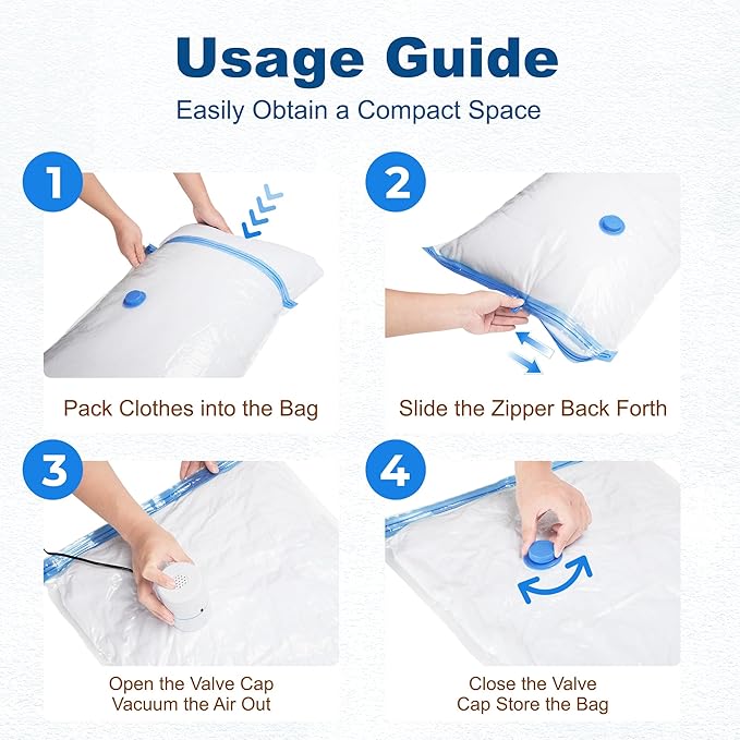 HOUSE DAY 10 Small Vacuum Seal Bags For Clothing Travel, 80% Space Saving Travel Vacuum Bags with Electric Pump, Vacuum Storage Bags For Clothes, Bedding, Moving, Camping, Toys, Storage & Organization