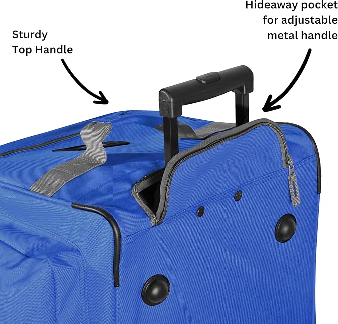 Olympia U.S.A. 29 inch Jumbo Size 8 Pockets Wheeled Rolling Duffel Bag Water Resistant Luggage Lightweight Travel Suitcase with Retractable Handle