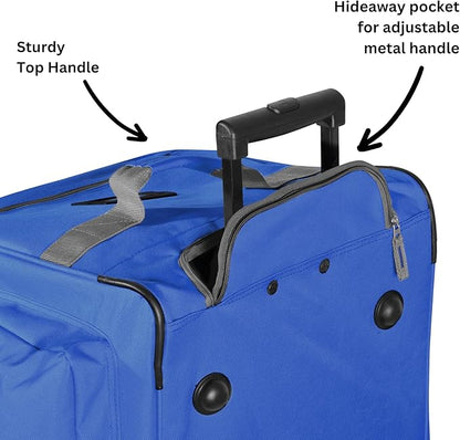 Olympia U.S.A. 33 inch Jumbo Size 8 Pockets Wheeled Rolling Duffel Bag Water Resistant Luggage Lightweight Travel Suitcase with Retractable Handle