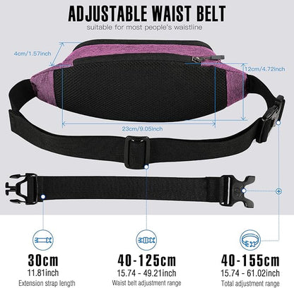 WATERFLY Fanny Pack Waist Bag: Small Hip Pouch Bum Bag Fannie Pack Phanny Fannypack Waistpack Bumbag Beltbag Sport Slim Fashionable for Jogging Hiking Hiker Woman Man