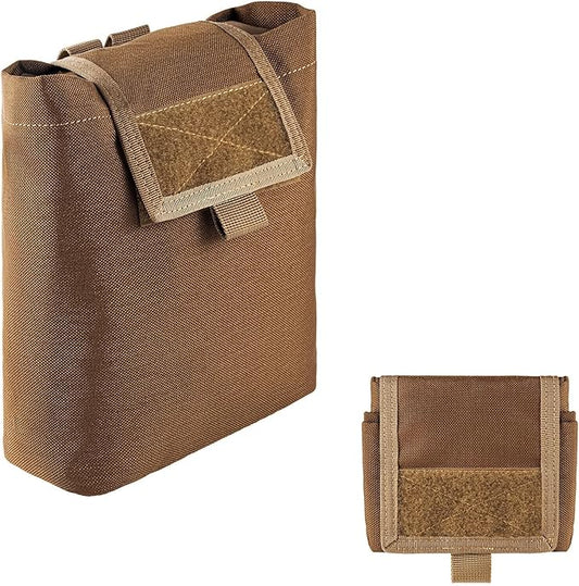 MOLLE Dump Pouch Roll Up Magazines Recovery Utility Admin Bag Drawstring Foldable Tool Mag Drop Waist Pack for Tactical/Range/Battle/Duty Belt Hunting Shooting Competition