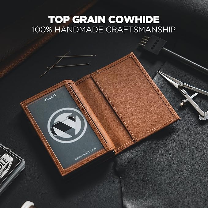 VULKIT Card Holder Wallet with Double ID Windows RFID Blocking Pop Up Wallet Minimalist Design for 12 Cards