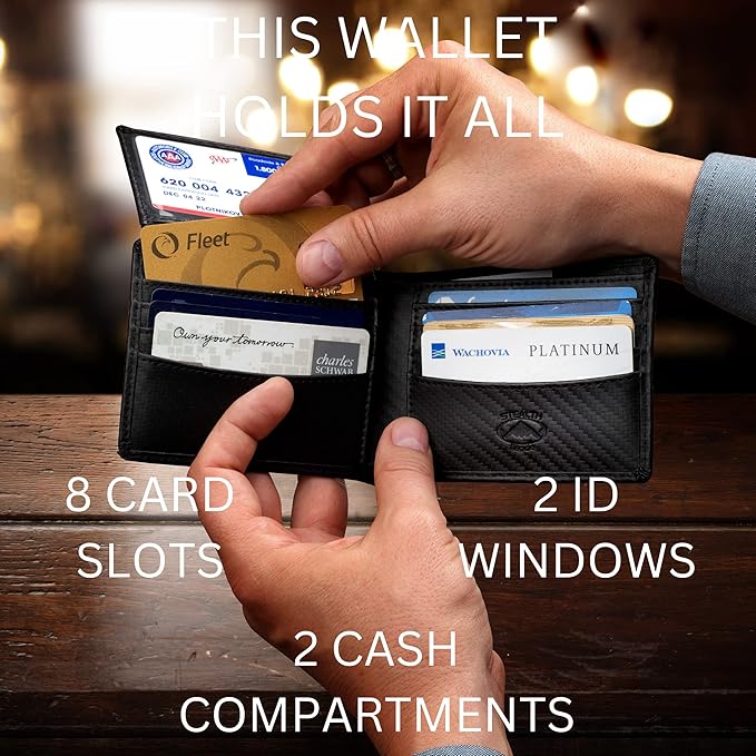 Stealth Mode Leather Bifold Wallet for Men With ID Window and RFID Blocking