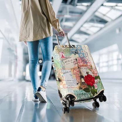 Travel Luggage Cover Suitcase Protector Fits 18-32 Inch Wheel Covers PatternedTravel Related Items Flower Luggage Protector Elastic M