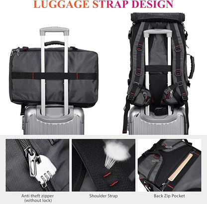 WITZMAN Carry on Travel Backpack for Men Women Airline Approved Convertible Nylon Duffle Backpack Luggage Bag (B682 Silvery Grey)