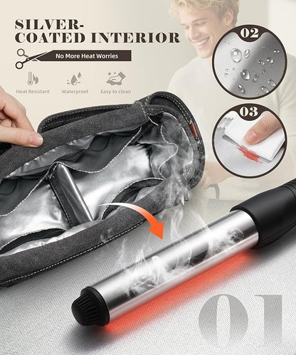 ARCFOX Barber Bag 10.2L, Heat-Insulating Hairstylist Travel Bag with Adjustable Waist Belt & Shoulder Strap, 16oz Canvas and EVA Clipper Shear Case for Razor & Pet Grooming - No Clutter & Easy Access