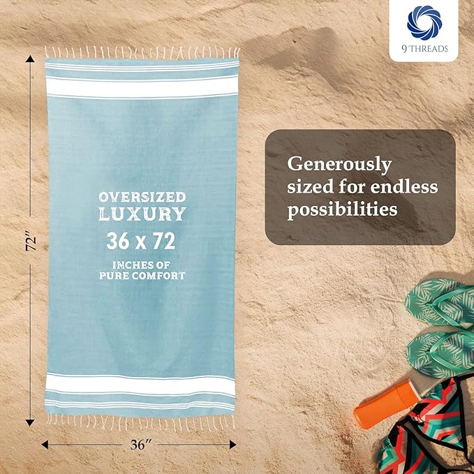 Cotton Turkish Beach Towel Towels Oversized 36"x72" Pool Absorbent Extra Large Quick Dry Sand Travel Towel (Light Green, 2 Pack)