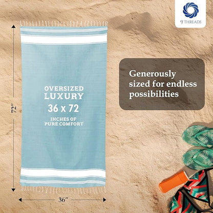 Cotton Turkish Beach Towel Towels Oversized 36"x72" Pool Absorbent Extra Large Quick Dry Sand Travel Towel (Green, 2 Pack)