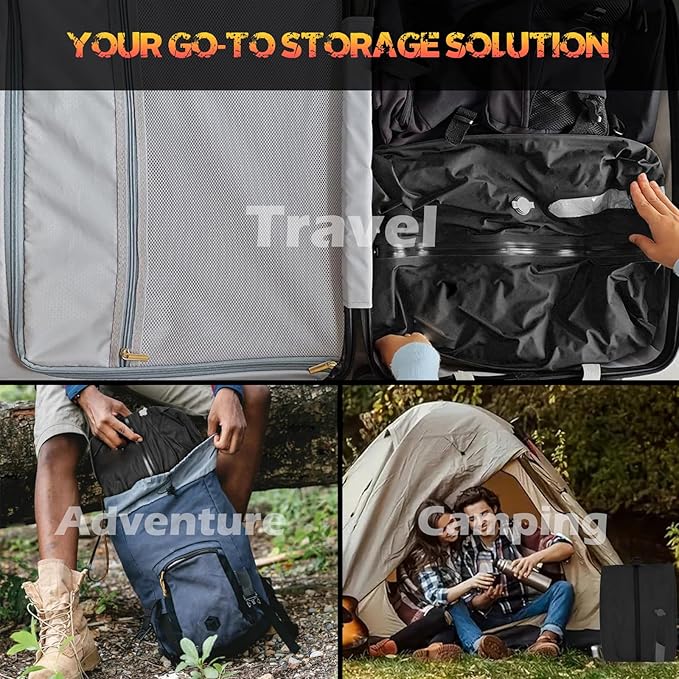 Vacuum Bags with Wireless Pump, Reusable Compression Space Saver for Travel, Visual window,Sealed and dust-free,IP68 Waterproof Packing Cubes for Carry On Suitcases & Backpacks (2PC)