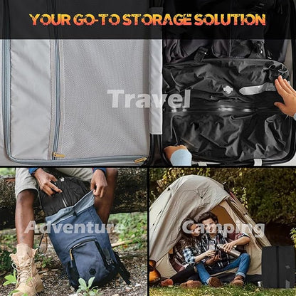 Vacuum Bags with Wireless Pump, Reusable Compression Space Saver for Travel, Visual window,Sealed and dust-free,IP68 Waterproof Packing Cubes for Carry On Suitcases & Backpacks (2PC)
