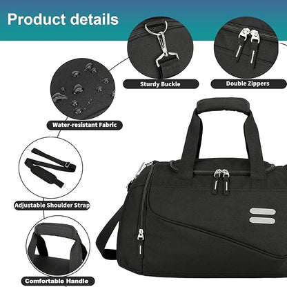 Urbanstand Gym Bag for Men & Women - 30L Duffel Bag with Shoe Compartment, Carry On Weekender Water Resistant Duffle Bag for Travel, Sports, Fitness & Workout, Black