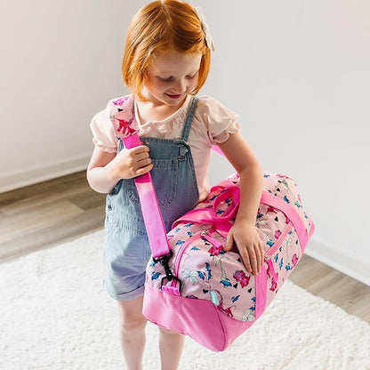 JumpOff Jo by Wildkin Overnighter Duffel Bag – Lightweight Travel Bag for Kids - Pink Dino