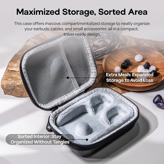 Linsoul ZiiGaat PELLEPOD Leather Earbud Case, Waterproof IEM Storage Box, Hard Carrying Bag, Protective Storage Box, Fit for Earphone ZS10 Pro, Zero: 2, EM6L, EW300, SuperMix 4, Orchestra Lite (Black)