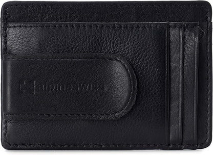 Alpine Swiss RFID Dermot Money Clip Front Pocket Wallet For Men Leather Comes in a Gift Box Black