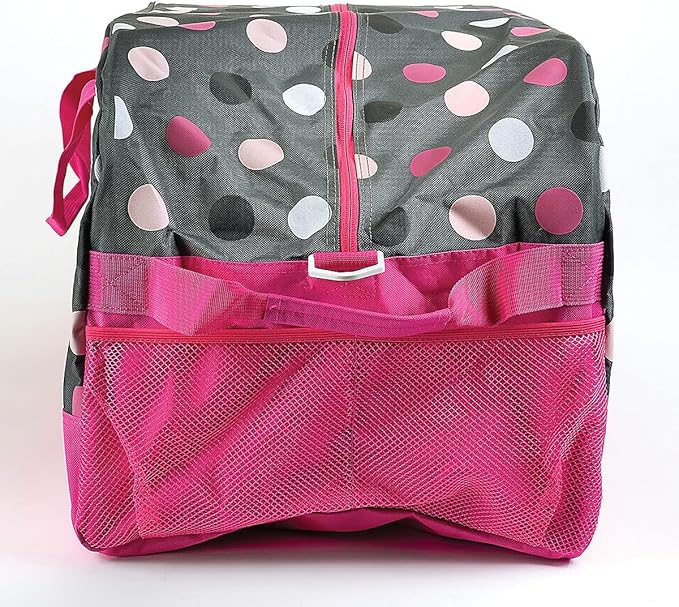 Lillian Vernon Personalized Duffel Bag for Kids, Roomy Pink Multi Dots Weekender With Front & Side Compartment, Customizable Girls Sports & Travel Bags With Custom Name, 13" x 15" x 30" W