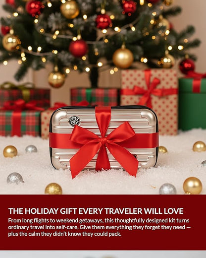 Essence Travel Amenity Kit - Compact Wellness Organizer with 5 Nasal Diffusers + 9 Traveler Comfort Essentials for Flights, Hotels & Adventures - Wearable Aromatherapy Self-Care On the Go