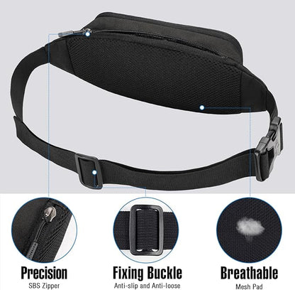 WATERFLY Fanny Pack Waist Bag: Small Hip Pouch Bum Bag Fannie Pack Phanny Fannypack Waistpack Bumbag Beltbag Sport Slim Fashionable for Jogging Hiking Hiker Woman Man