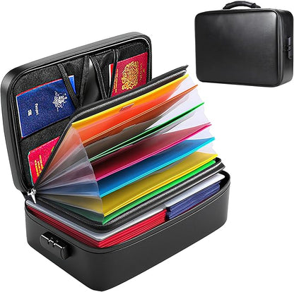 Fireproof Document Box for Home - Waterproof Locking File Organizer for Important Documents Certificates Passports Insurance Papers