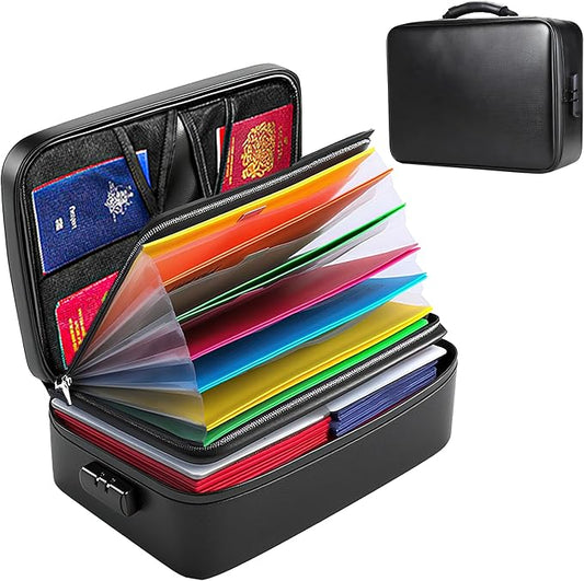 Fireproof Document Box for Home - Waterproof Locking File Organizer for Important Documents Certificates Passports Insurance Papers
