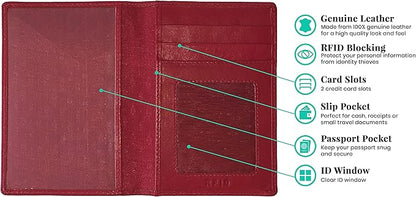 Personalized Monogrammed Red Leather RFID Passport Wallet and Luggage Tag