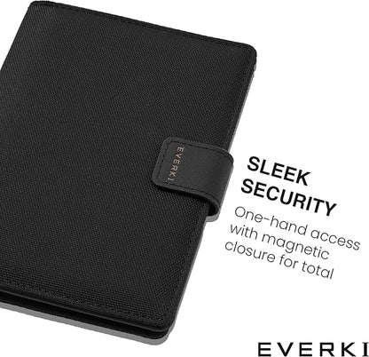 EVERKI RFID Passport Wallet - RFID Passport Holder for Travel, Slim RFID Blocking Pass Port Case Cover & Protector, Cute Pass Port Holder for Men & Women, Travel Essentials Gift for Travelers, Black