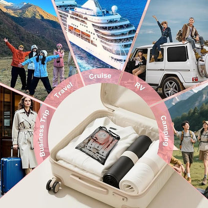 6 Pack Foldable Travel Hangers with Clips & Adjustable Clothesline, Portable Collapsible Hangers with Storage Bag for Suitcase, Hotel, RV, Cruise Essentials Set (Pink)