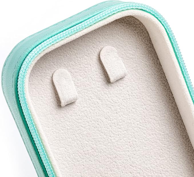 BONNY DODO Small Travel Jewelry Organizers Box for women with PU Leather Portable Mini Jewelry Case with compartments for Necklace Rings Earrings,Luxury Giftable boxes. (Lake Blue, S)