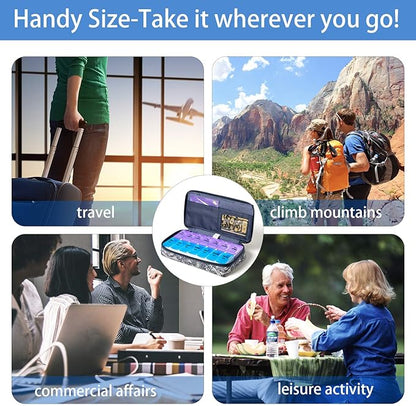 Weekly Pill Organizer 2 Times a Day, Zumd Pill Box 7 Day with Cute Quilted Fabric Zipper Case, Travel Pill Case Am Pm for Vitamin Medicine Organizer