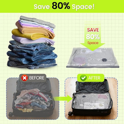 (17PACK) Travel Vacuum Bags with USB Pump-Portable Vacuum Packing Seal for for Travel & Home, Vacuum Compression Packing Seal Bags for Clothes, Bedding & Seasonal Storage