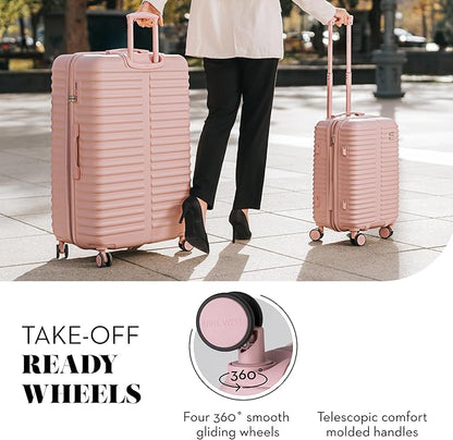 Nine West Suvi 2 Piece Luggage Set for Cruise & Extended Trips, 32" Large Expandable Suitcase & 20" Smart Carry On with USB Port, Hardshell Spinners Muted Lilac