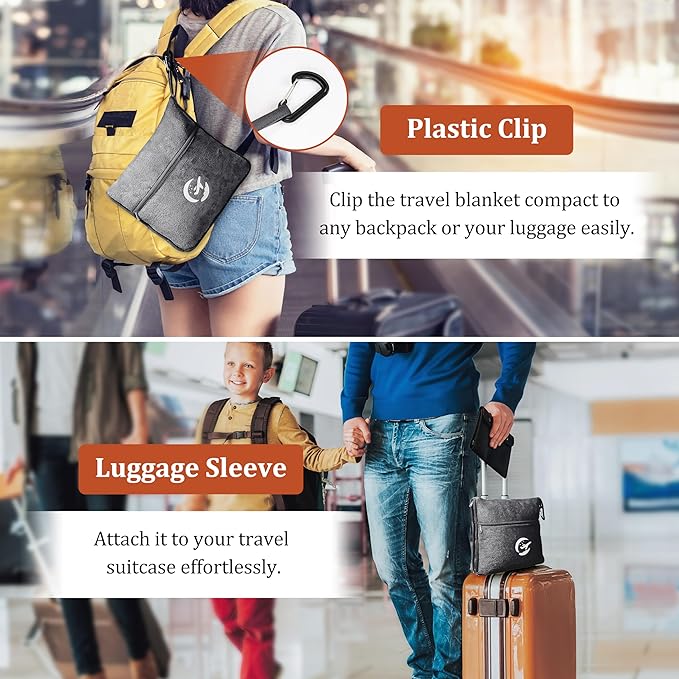 Tirrinia Soft Travel Blanket Pillow, 3-in-1 Foldable Airplane Throw Blanket, Long Flight Essentials, Car Pillow, Lightweight Travel Accessories