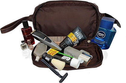 cuero Genuine Buffalo Leather Unisex Toiletry Bag Travel Leather Dopp Kit Made With High Class Buffalo Leather