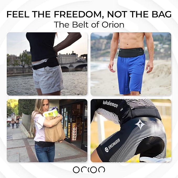 The Belt of Orion Running Belt & Slim Fanny Pack for Men & Women Anti-theft Passport Holder & Money Belt For Travel - Comfortable Phone Holder For Running, Hiking, & at the GYM - Classic 9"x3.5"