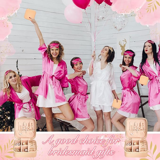 Taiyin 6 Pcs Travel Jewelry Case Box Bridesmaid Gifts Bulk Travel Jewelry Cases Boxes Small Jewels Organizers Mini Accessories Ornaments Storage for Women Girls Wedding Gifts (Beige)