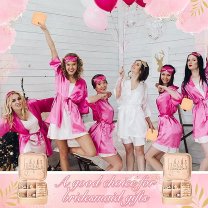 Taiyin 6 Pcs Travel Jewelry Case Box Bridesmaid Gifts Bulk Travel Jewelry Cases Boxes Small Jewels Organizers Mini Accessories Ornaments Storage for Women Girls Wedding Gifts (Beige)