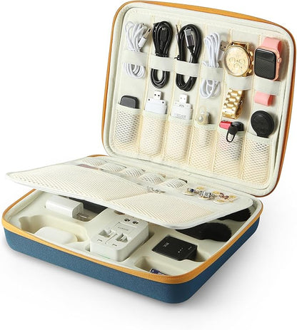 Electronics Organizer Case, Daily Tech Accessories Storage Bag for Charger, Cables, Power Bank, Lapel Mic,Watch, Passport, Travel Electronic Organizer Case for Travel Live Streaming Business Trip