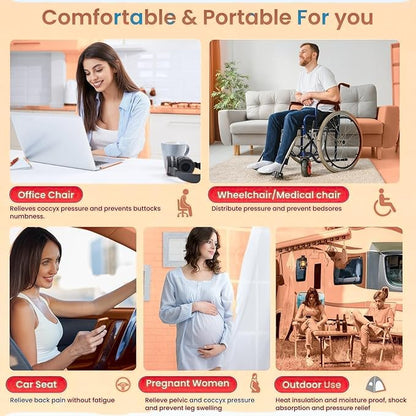 Sondur Inflatable Travel Cushion – Adjustable Bubble Technology for Customized Comfort, Ultra-Portable, Water-Resistant and Inflatable Seat Cushion for Airplane, Car, Office, and Outdoor Adventures