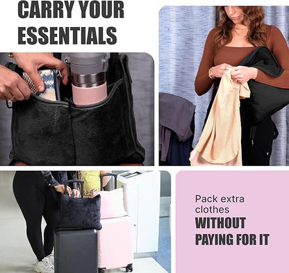 TAKE Off Travel Blanket & Plane Pillow Set – 3-in-1 Compact Blanket with Storage Pouch & Bottle Pocket – Converts to Pillow or Carry Bag – Lightweight Airplane Travel Essentials