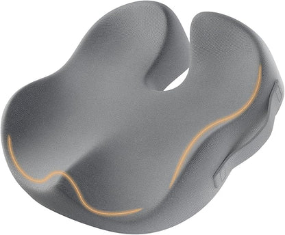 ProtoArc Seat Cushion, Office Chair Cushion for Sciatica, Coccyx Cushion, Ergonomic Memory Foam Seat Cushion for Car, Home, Pressure Relief Pad for Hip, Tailbone, All Day Comfort - Gray