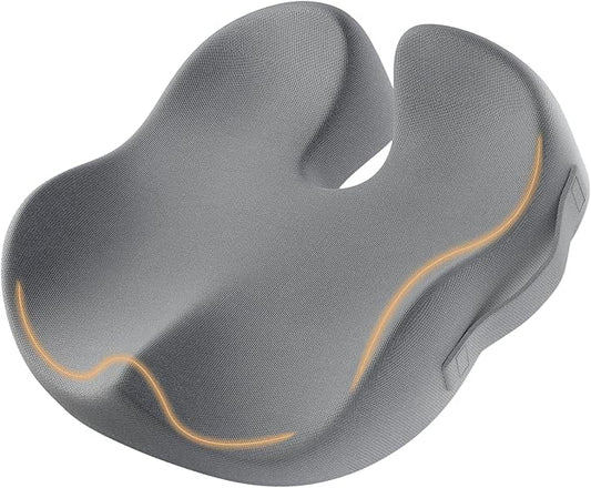 ProtoArc Seat Cushion, Office Chair Cushion for Sciatica, Coccyx Cushion, Ergonomic Memory Foam Seat Cushion for Car, Home, Pressure Relief Pad for Hip, Tailbone, All Day Comfort - Gray