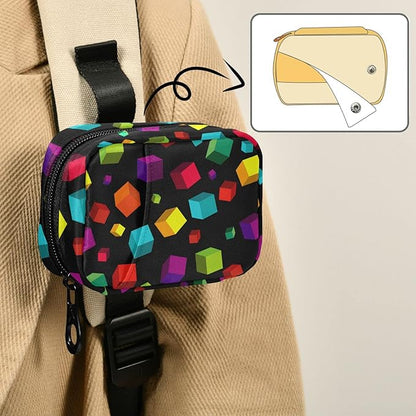 Black Geometric Cube Pill Organizer Box Case Container Holder 7 Days Weekly Travel Cute Vitamin Dispenser Sorter Planner Storage Small Compact Men Women