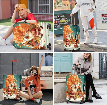 FOREVER QUEEN Santa Claus - Gingerbread House Luggage Cover Suitcase Protector Suitcase Cover Anti-Scratch,Stretchable Bag Cover Washable Durable Polyester