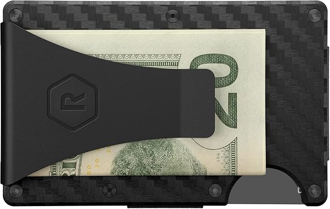 The Ridge Wallet - Slim Minimalist Compact Wallet and Card Holder| RFID Protected Front Pocket Wallets | Integrated Money Clip | Carbon Fiber 3K